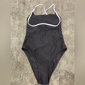 Berlook One-Piece Swimsuit with White Trim, ribbed
